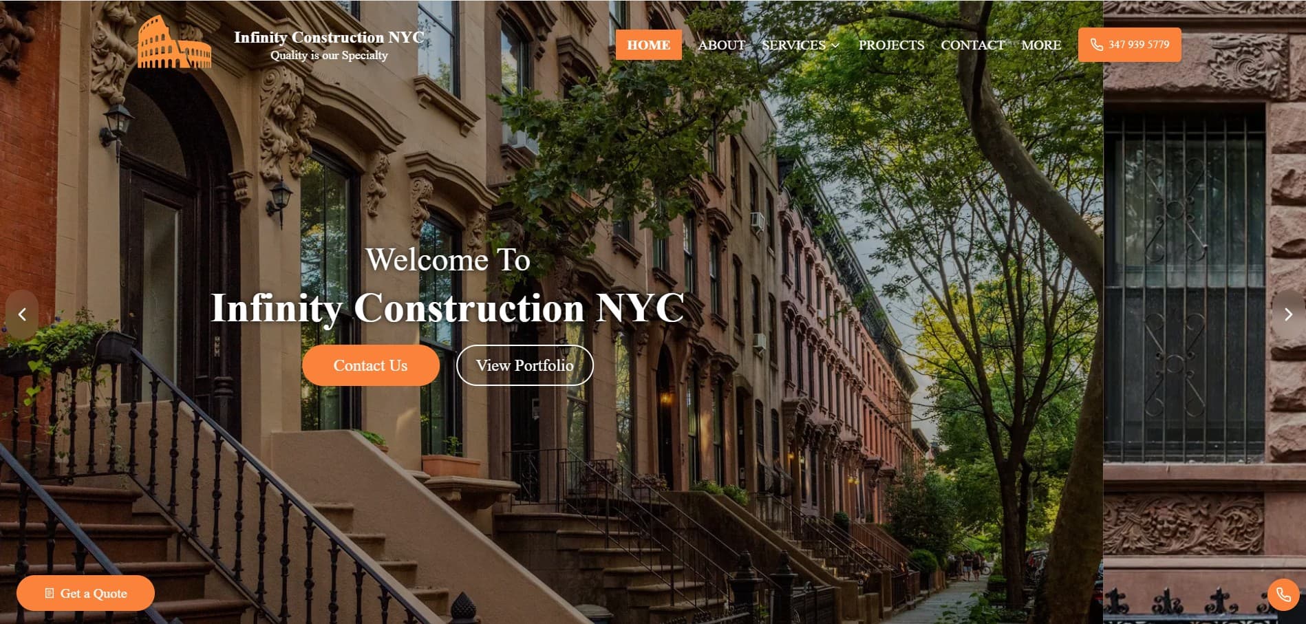 Infinity Construction NYC banner